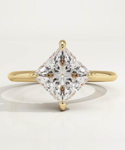2.25 CT Princess Cut Hidden Halo Moissanite Engagement Ring