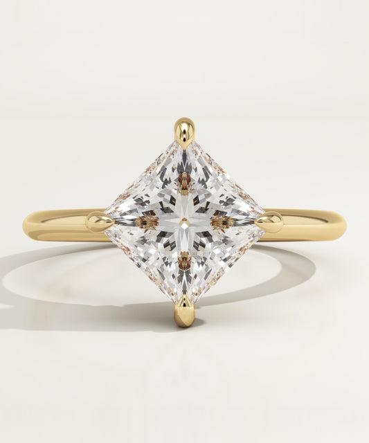 2.25 CT Princess Cut Hidden Halo Moissanite Engagement Ring