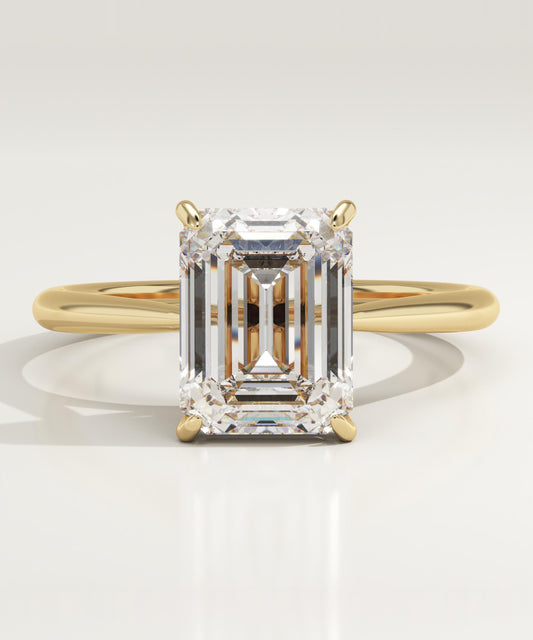 Emerald Cut Solitaire Cathedral Lab-Grown Diamond Engagement Ring