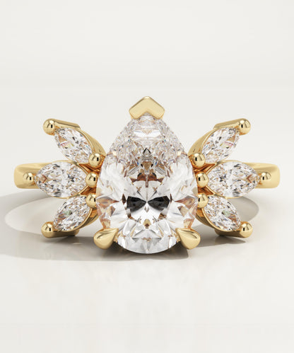 Pear Cut Nature Inspired Lab-Grown Diamond Engagement Ring