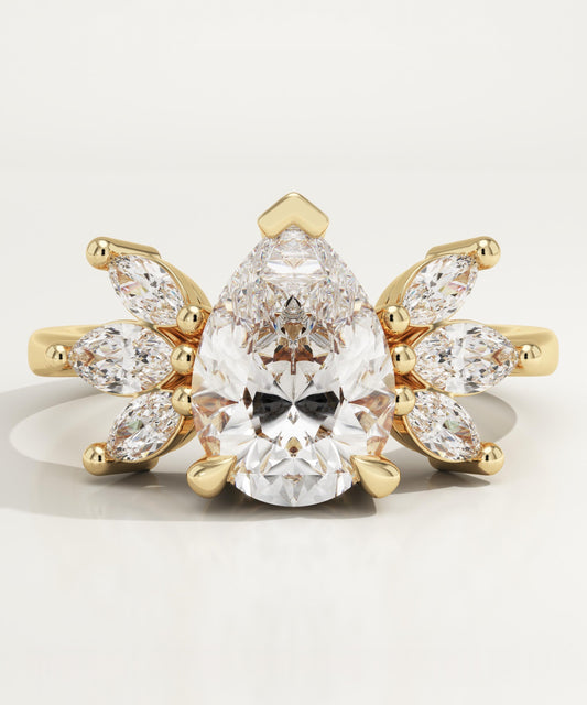 Pear Cut Nature Inspired Lab-Grown Diamond Engagement Ring