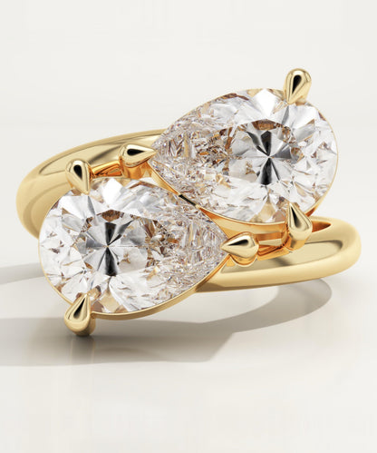 3.5 TCW Pear Cut Toi Et Moi Lab-Grown Diamond Engagement Ring
