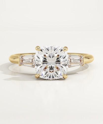 Cushion Cut Three Stone Lab-Grown Diamond Engagement Ring