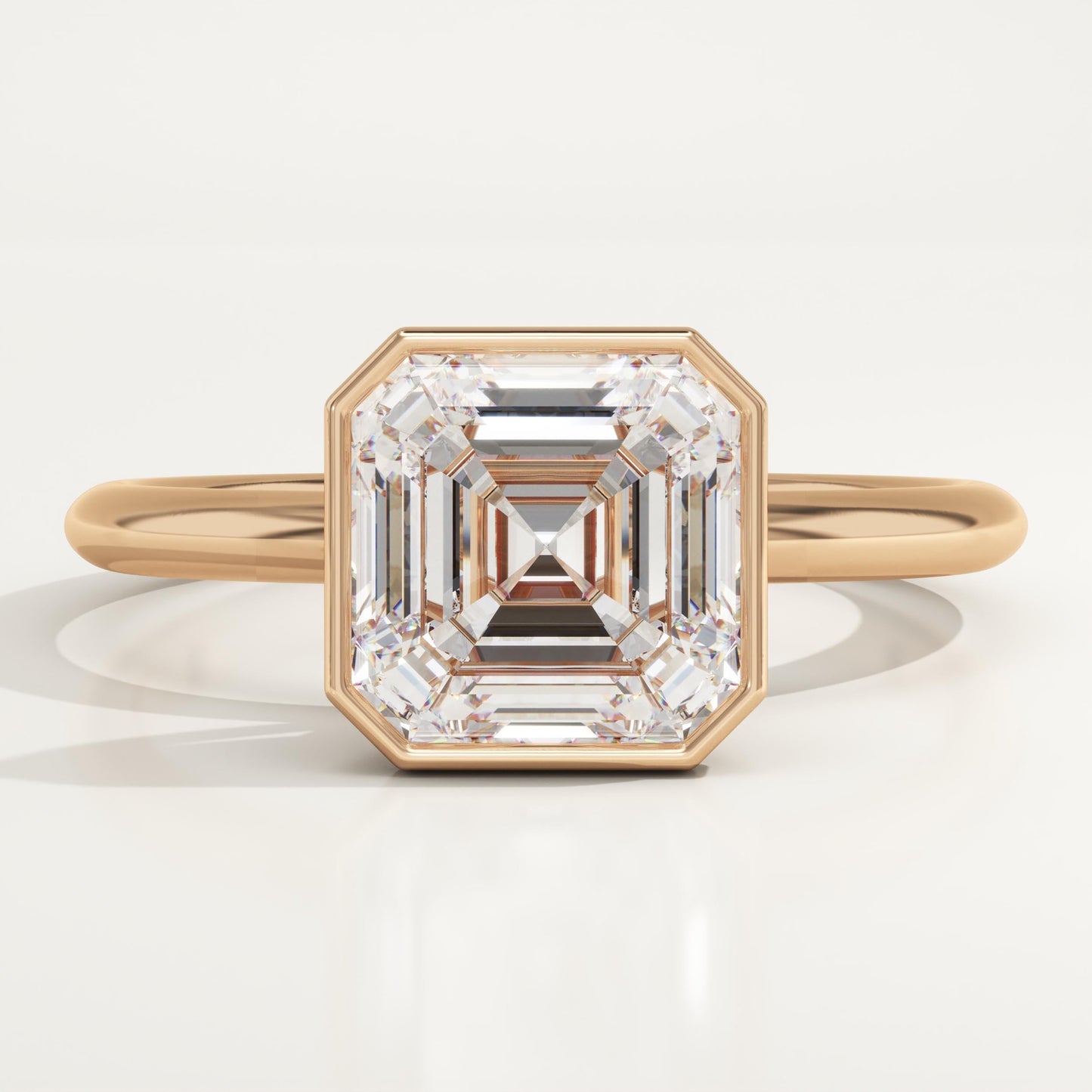 Asscher Cut Bezel Lab-Grown Diamond Engagement Ring