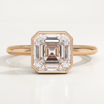 Asscher Cut Bezel Lab-Grown Diamond Engagement Ring