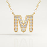 0.202 TCW Round Lab-Grown Diamond M Initial Necklace