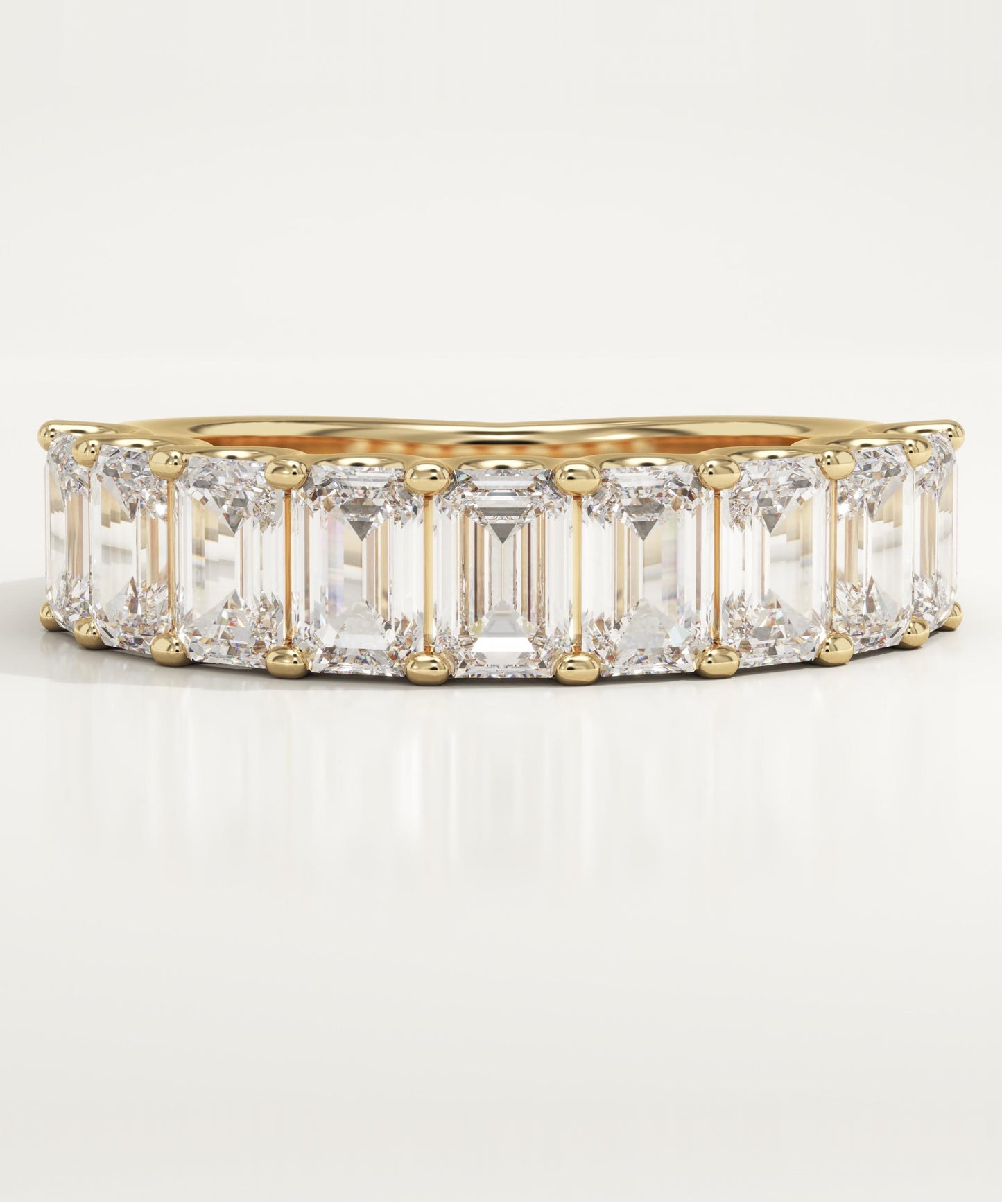 1.8 TCW Emerald Lab-Grown Diamond Half Eternity Wedding Band