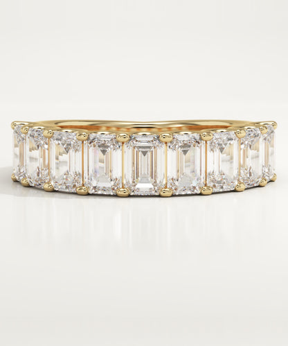 1.8 TCW Emerald Lab-Grown Diamond Half Eternity Wedding Band