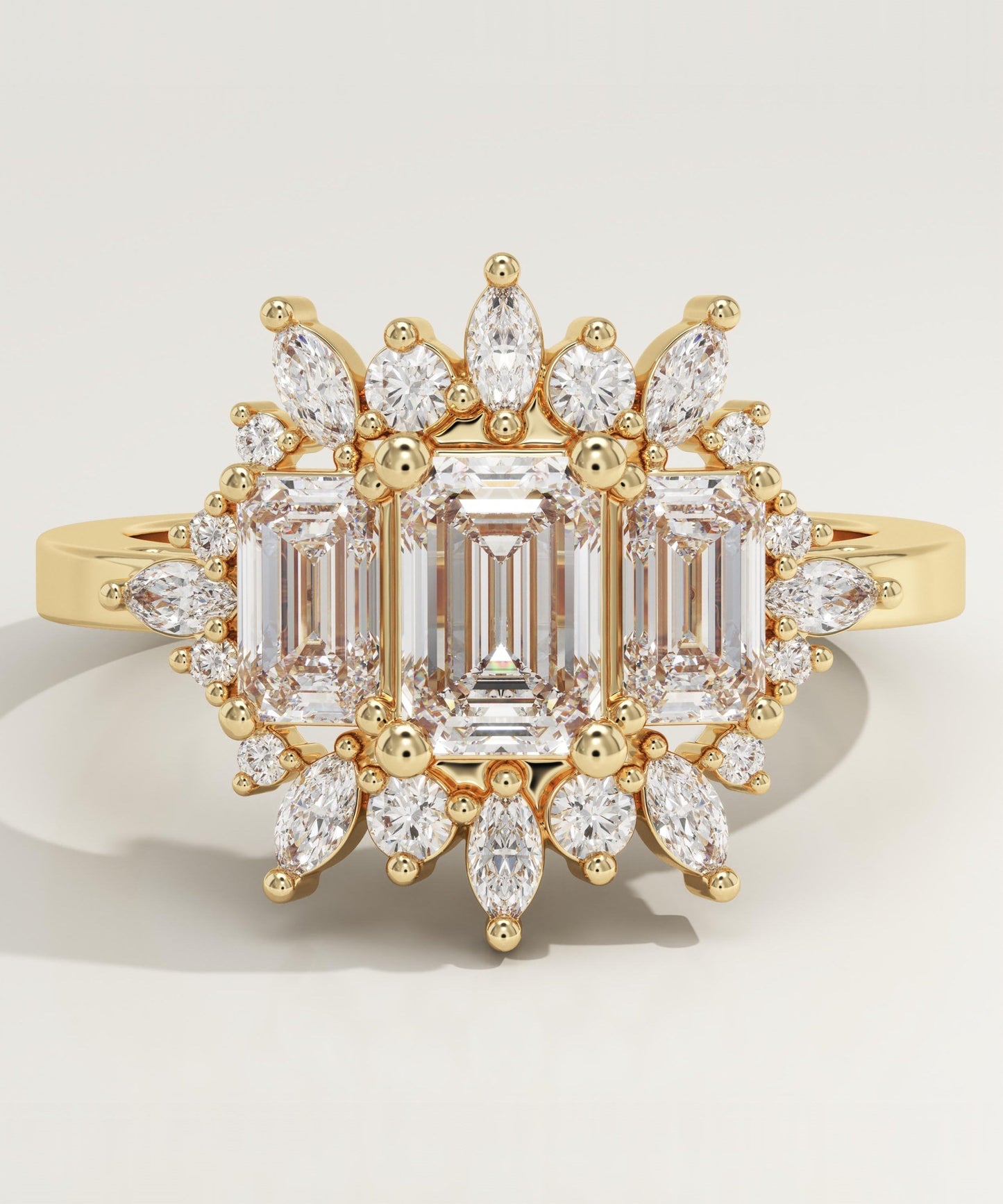 Emerald Cut Cluster Lab-Grown Diamond Engagement Ring