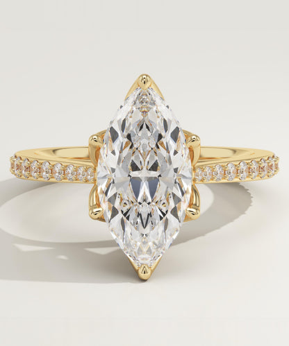 Marquise Cut Pave Cathedral Lab-Grown Diamond Engagement Ring
