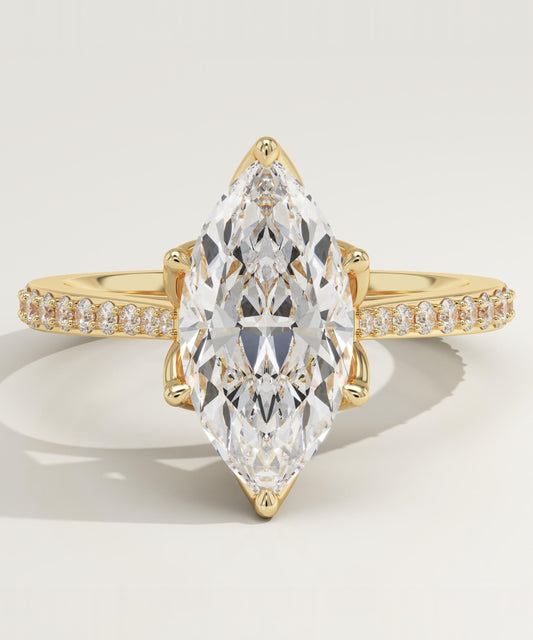 Marquise Cut Pave Cathedral Lab-Grown Diamond Engagement Ring