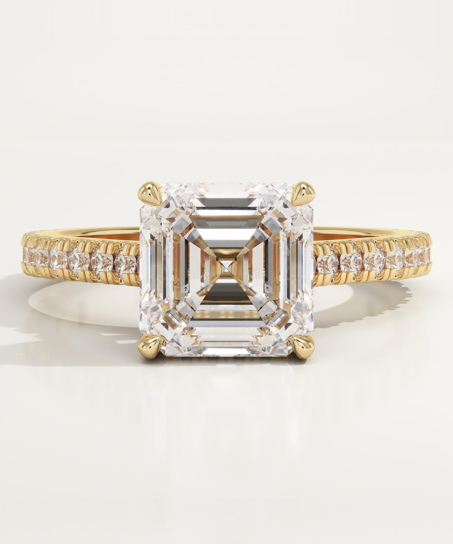 Asscher Cut Hidden Halo & Pave Cathedral Lab-Grown Diamond Engagement Ring