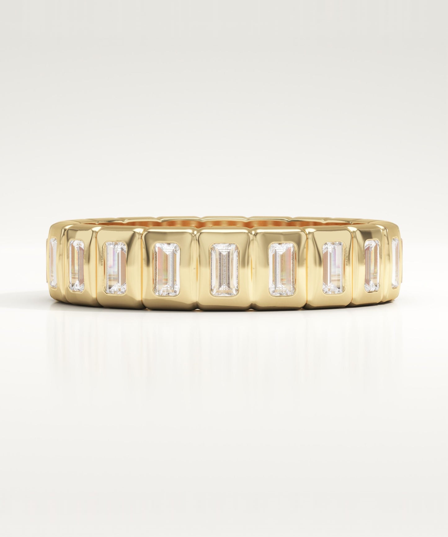 0.8 TCW Baguette Lab-Grown Diamond Full Eternity Bezel Wedding Band