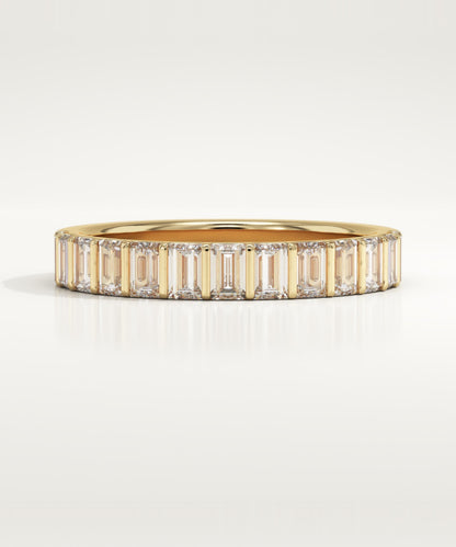 1.08 TCW Baguette Lab-Grown Diamond Half Eternity Wedding Band
