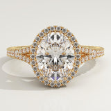 2.0 CT Oval Cut Halo & Pave Lab-Grown Diamond Engagement Ring