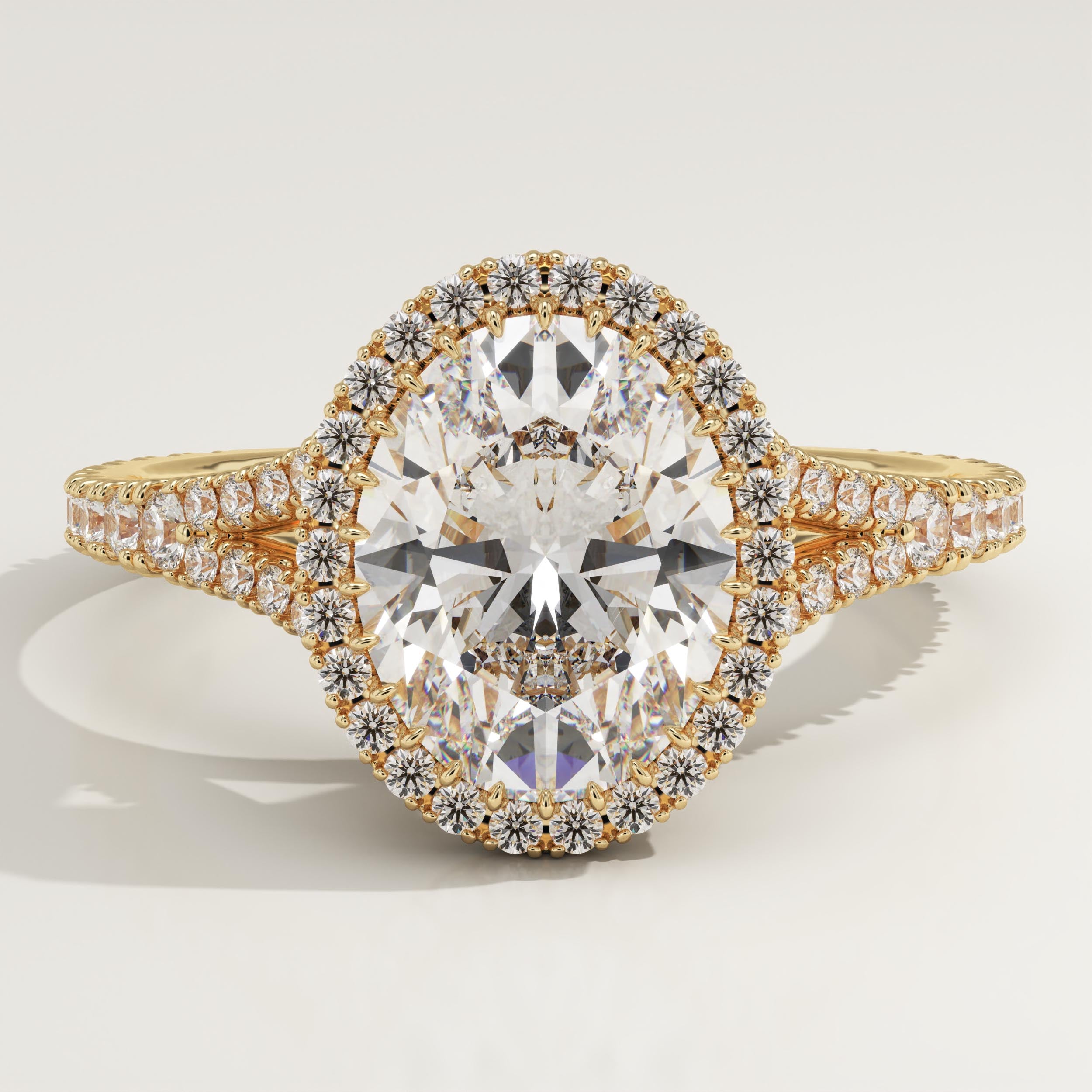2.0 CT Oval Cut Halo & Pave Lab-Grown Diamond Engagement Ring