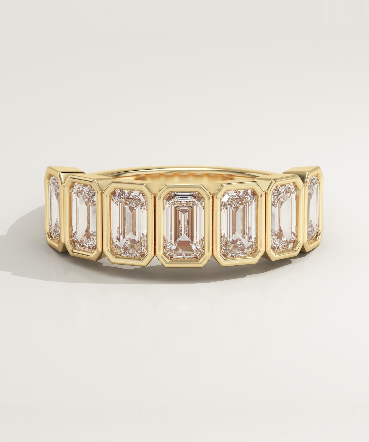 1.56 TCW Emerald Lab-Grown Diamond Half Eternity Wedding Band
