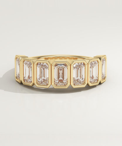 1.56 TCW Emerald Lab-Grown Diamond Half Eternity Wedding Band