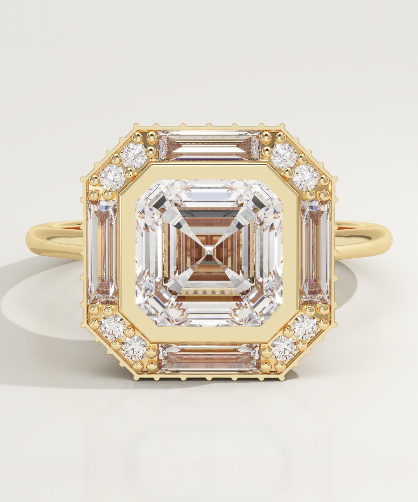 Asscher Cut Cluster Lab-Grown Diamond Engagement Ring