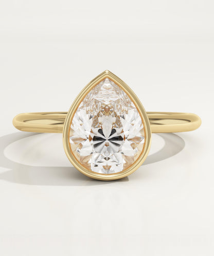 Pear Cut Bezel Lab-Grown Diamond Engagement Ring