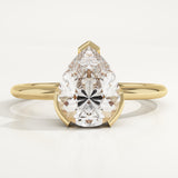 2.0 CT Pear Cut Half Bezel Lab-Grown Diamond Engagement Ring