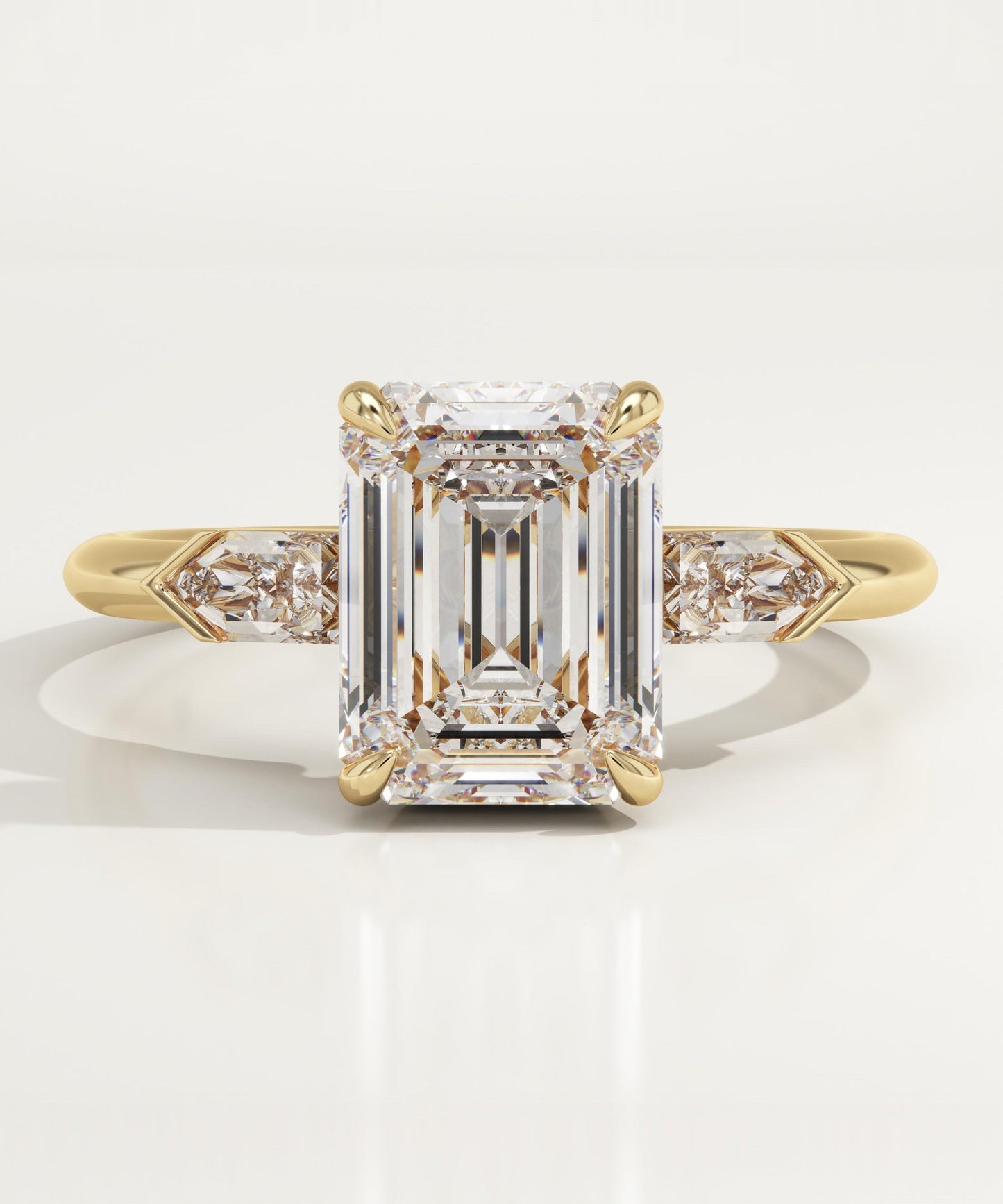 Emerald Cut Three Stone Lab-Grown Diamond Engagement Ring