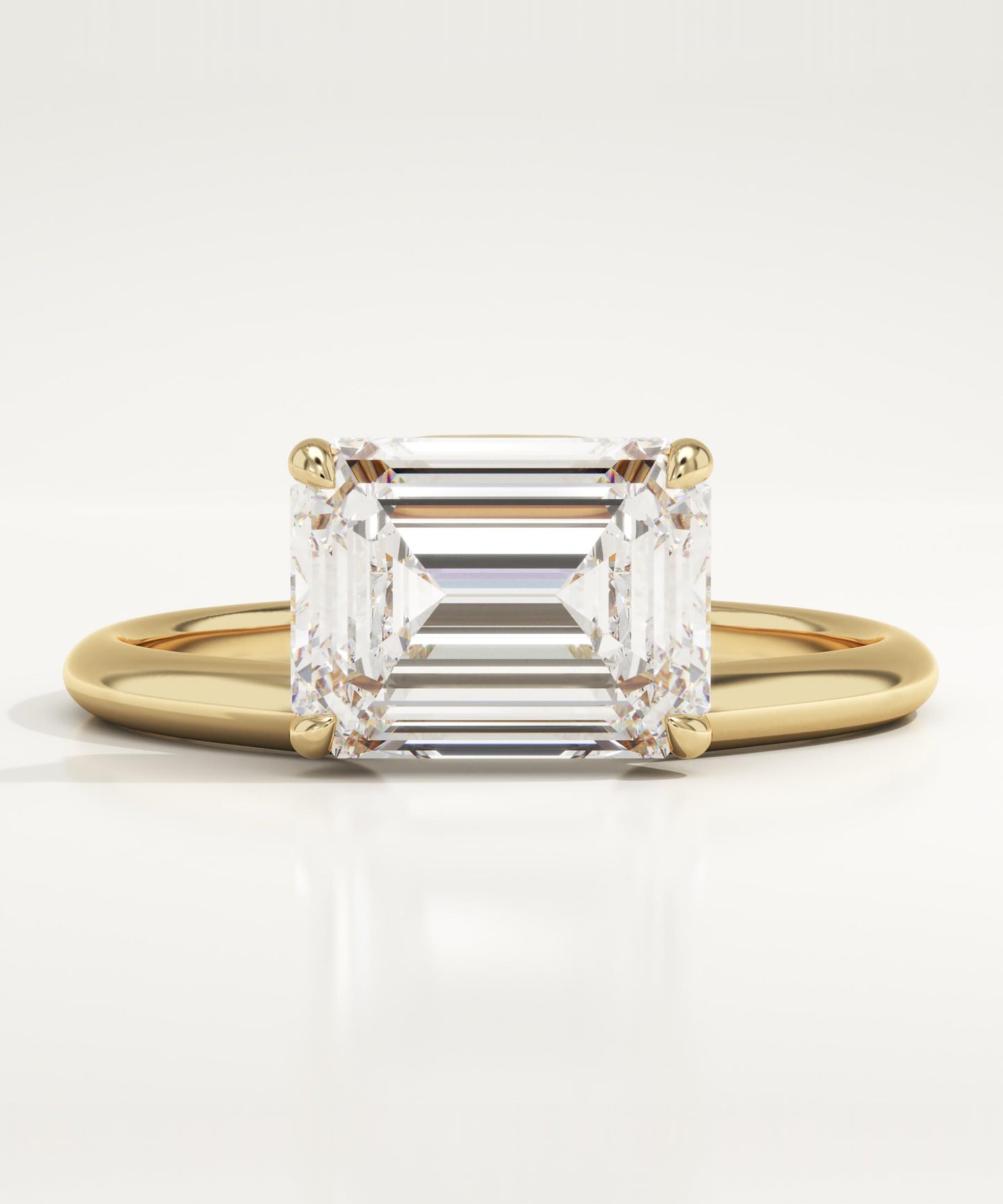 East West Emerald Cut Solitaire Lab-Grown Diamond Engagement Ring