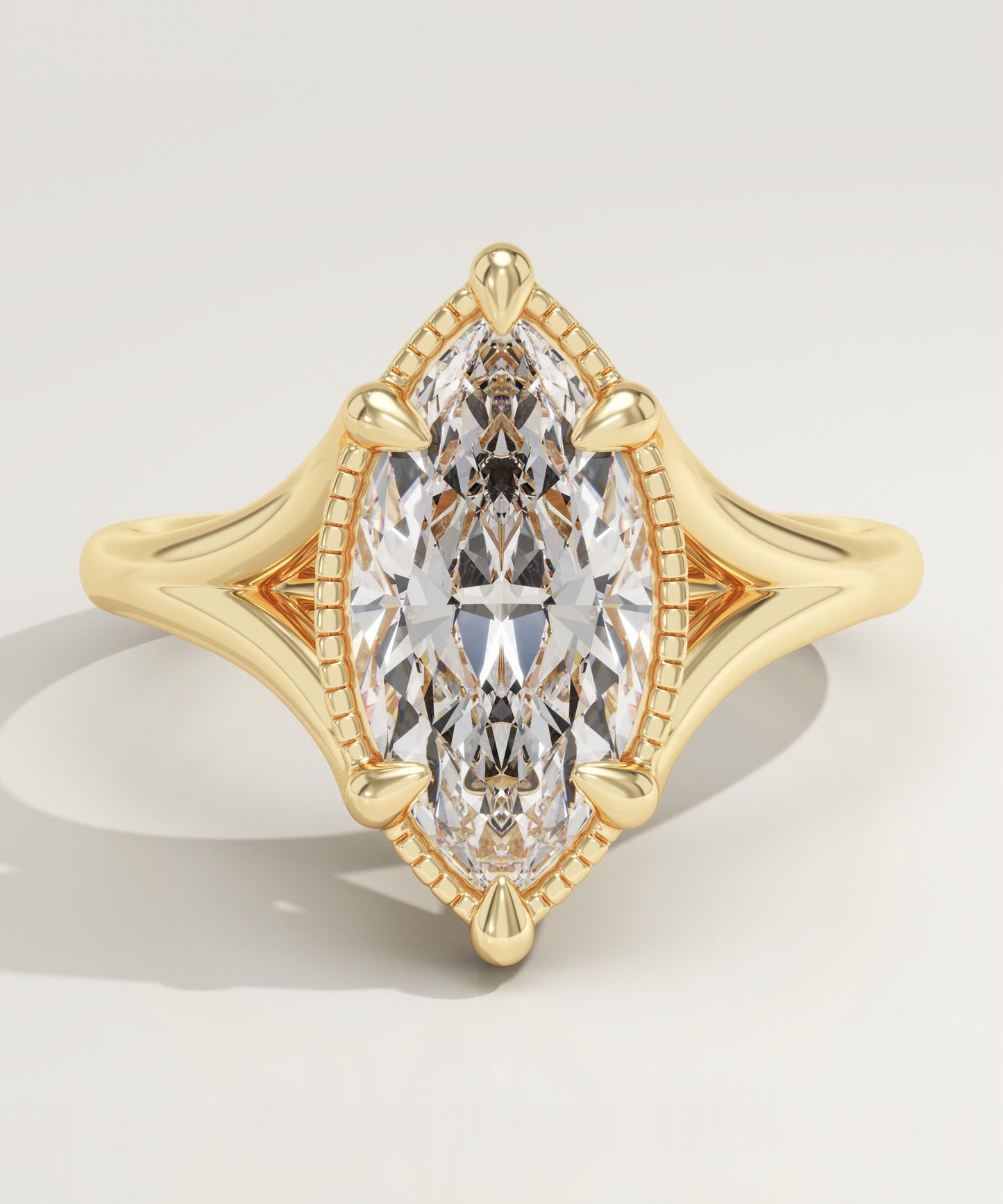 Marquise Cut Split Shank Lab-Grown Diamond Engagement Ring