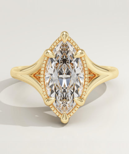 Marquise Cut Split Shank Lab-Grown Diamond Engagement Ring