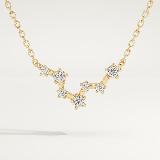 0.103 TCW Round Lab-Grown Diamond Pisces Constellation Necklace