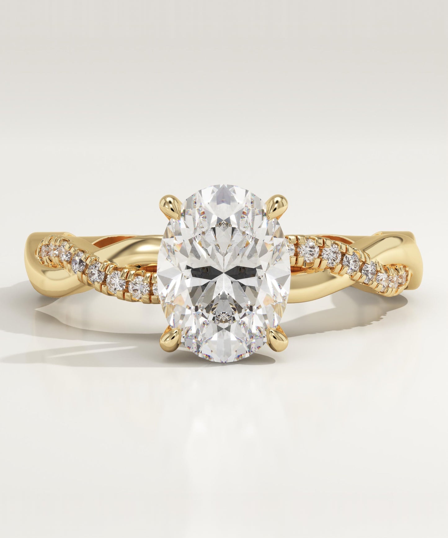 Oval Cut Twisted Pave Lab-Grown Diamond Engagement Ring