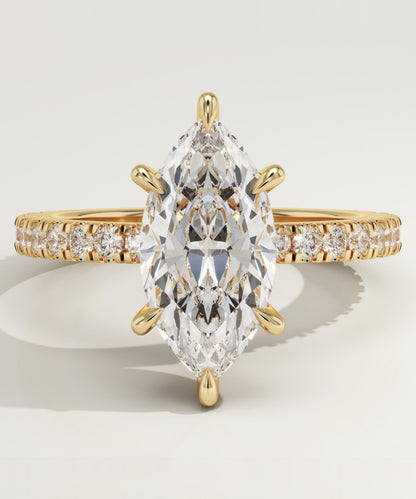 Marquise Cut Hidden Halo & Pave Lab-Grown Diamond Engagement Ring