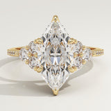 2.0 CT Marquise Cut Cluster Lab-Grown Diamond Engagement Ring