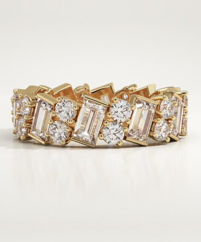 4.69 TCW Baguette & Round Lab-Grown Diamond Full Eternity Wedding Band
