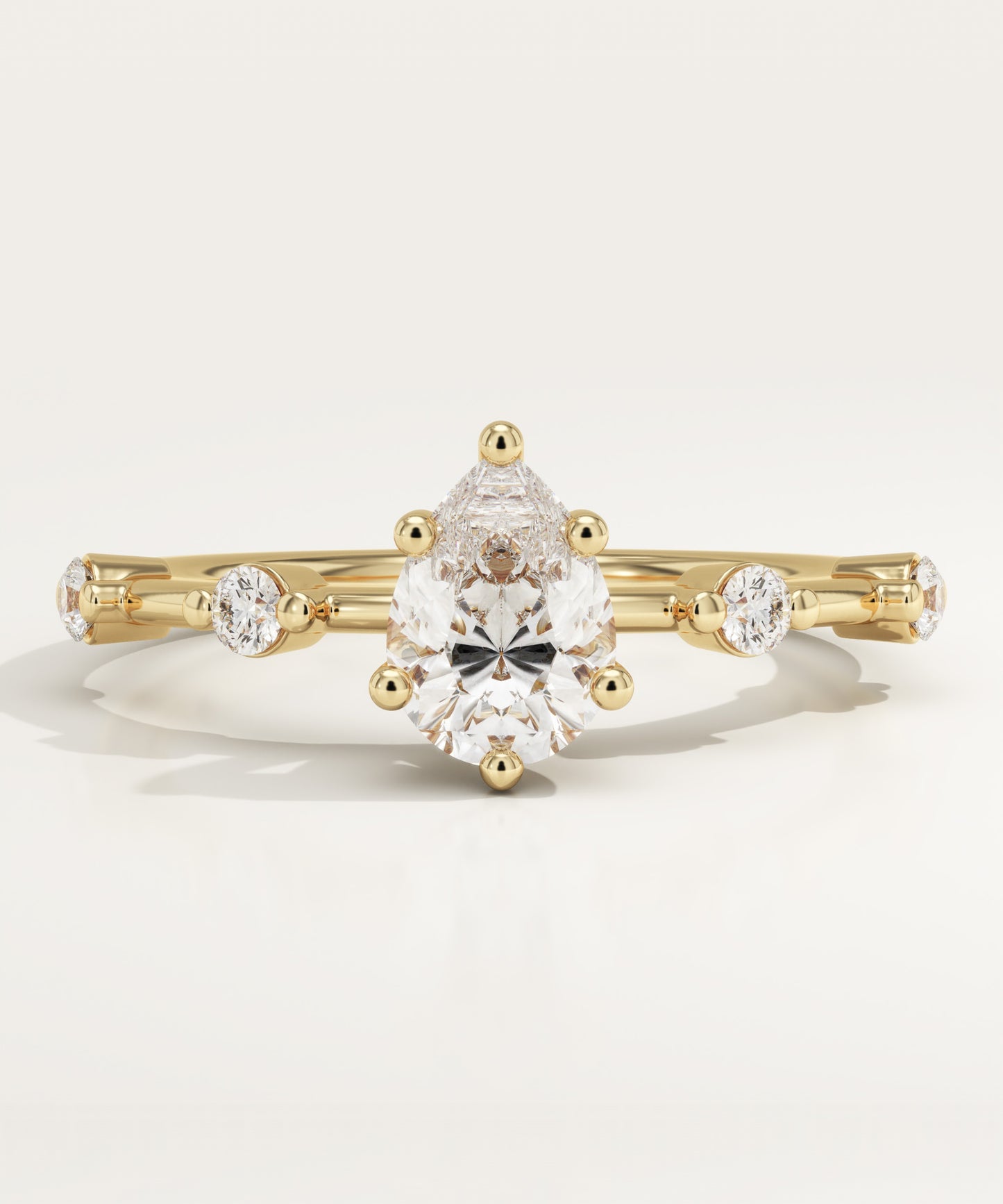 Pear Cut Dainty Pave Lab-Grown Diamond Engagement Ring