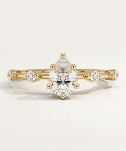 Pear Cut Dainty Pave Lab-Grown Diamond Engagement Ring