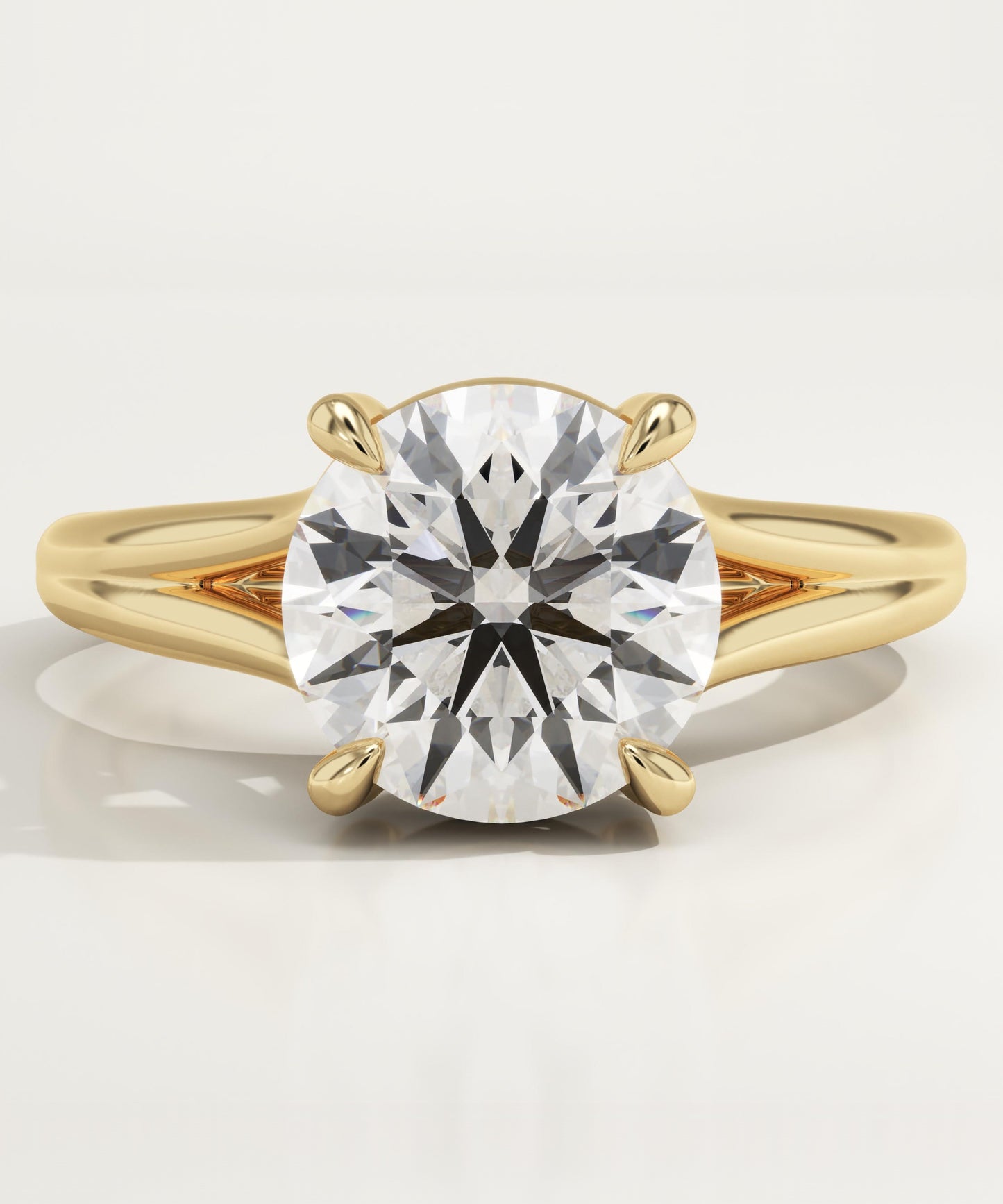 Round Cut Solitaire Split Shank Lab-Grown Diamond Engagement Ring