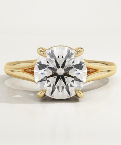 Round Cut Solitaire Split Shank Lab-Grown Diamond Engagement Ring