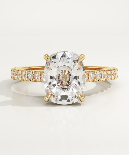 Elongated Cushion Cut Pave Cathedral Lab-Grown Diamond Engagement Ring