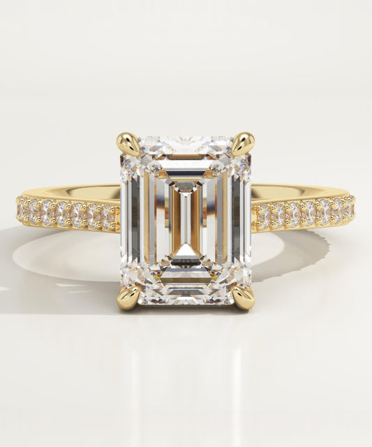 Emerald Cut Pave Cathedral Lab-Grown Diamond Engagement Ring