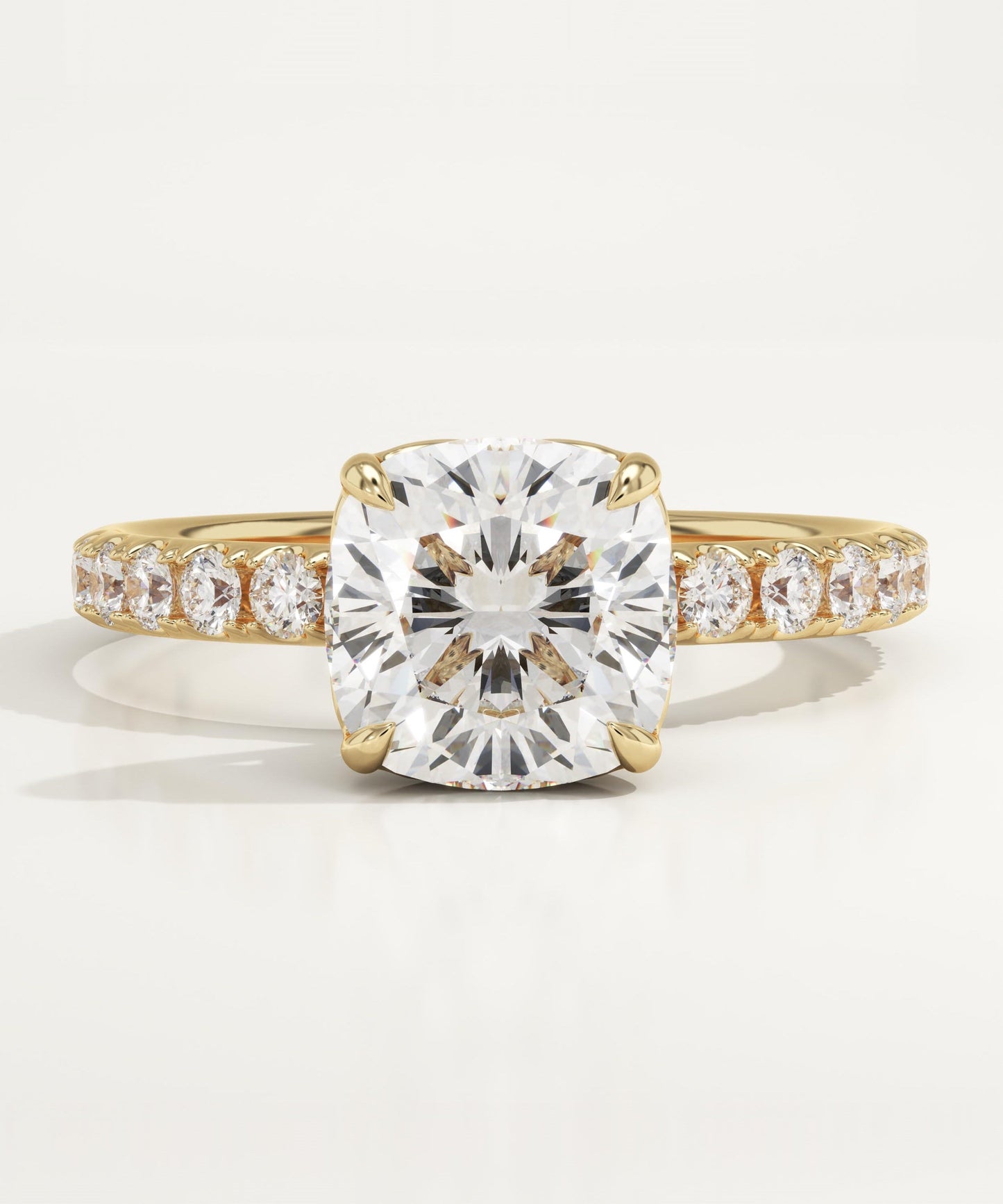 2 CT Cushion Cut Pave Moissanite Engagement Ring