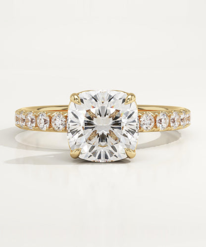 2 CT Cushion Cut Pave Moissanite Engagement Ring
