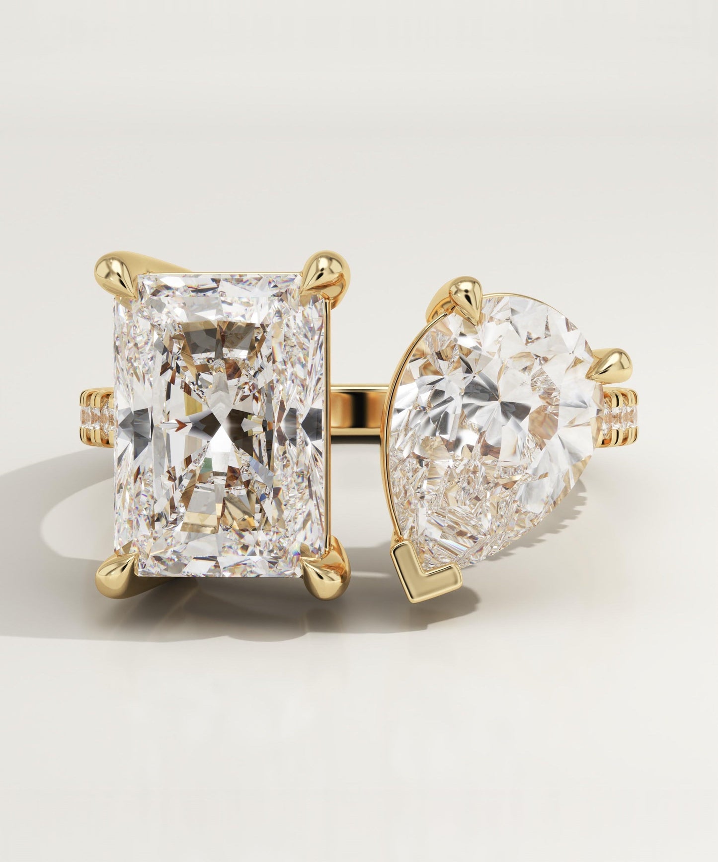 4.75 TCW Pear & Radiant Cut Toi Et Moi Pave Lab-Grown Diamond Engagement Ring