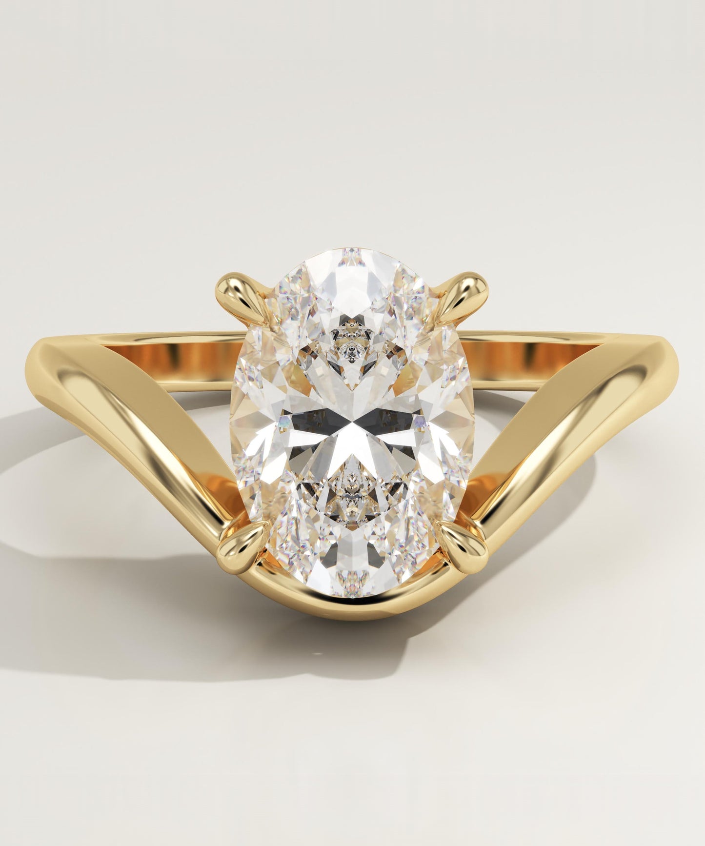 Oval Cut Curved Lab-Grown Diamond Engagement Ring