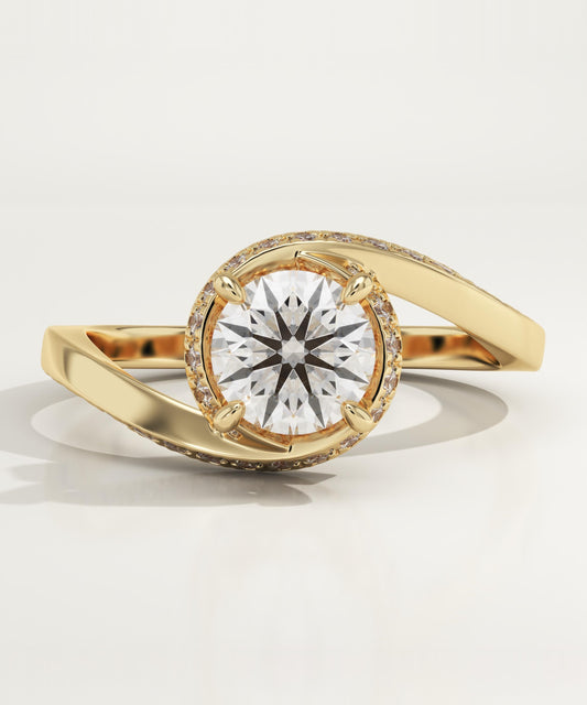 Round Cut Swirl Pave Lab-Grown Diamond Engagement Ring