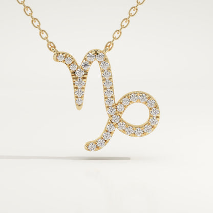 0.108 TCW Round Lab-Grown Diamond Capricon Zodiac Necklace