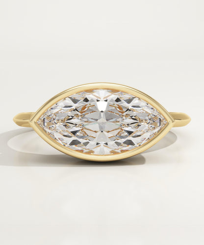 1.75 CT East West Marquise Cut Solitaire Bezel Moissanite Engagement Ring