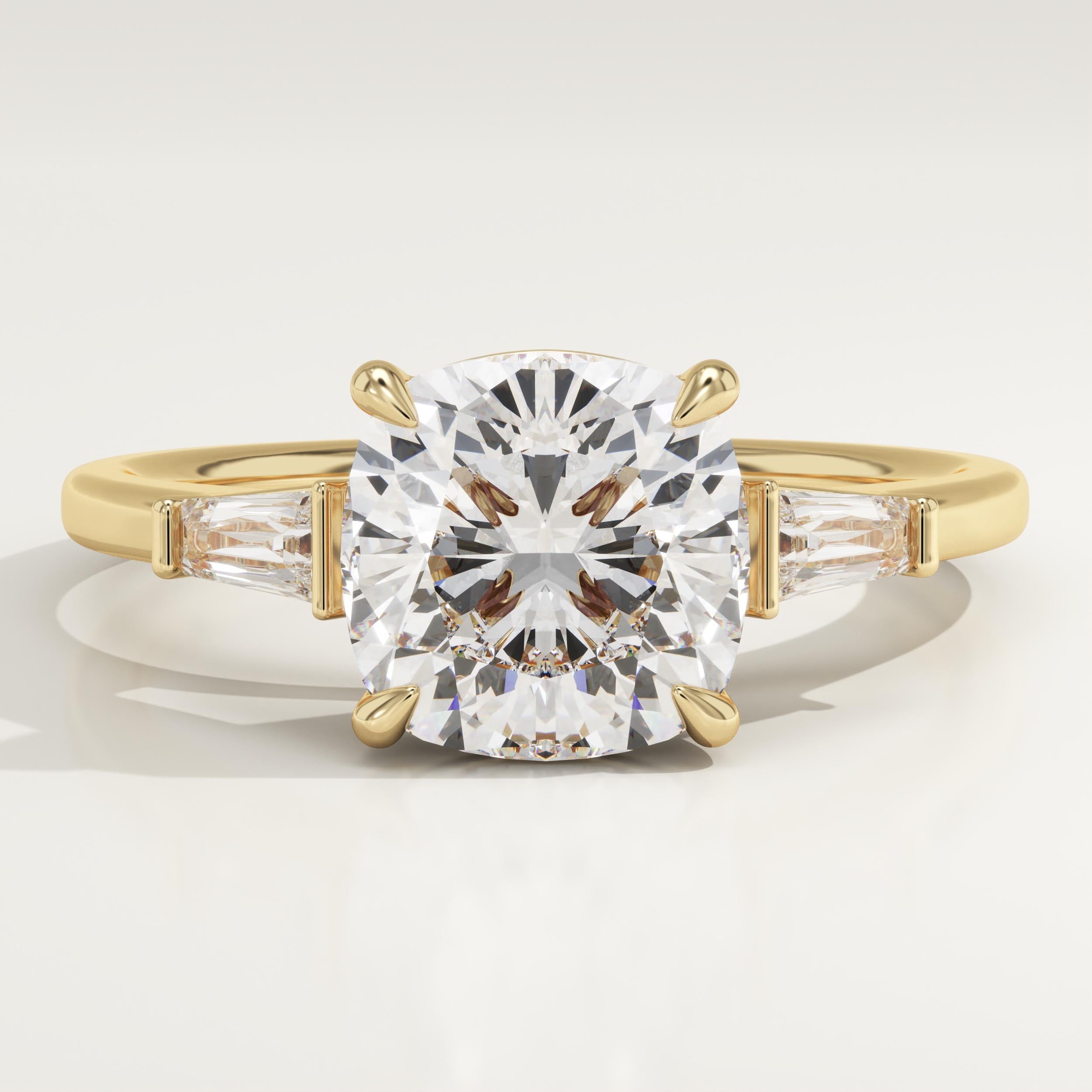 2.0 CT Cushion Cut Three Stone Lab-Grown Diamond Engagement Ring