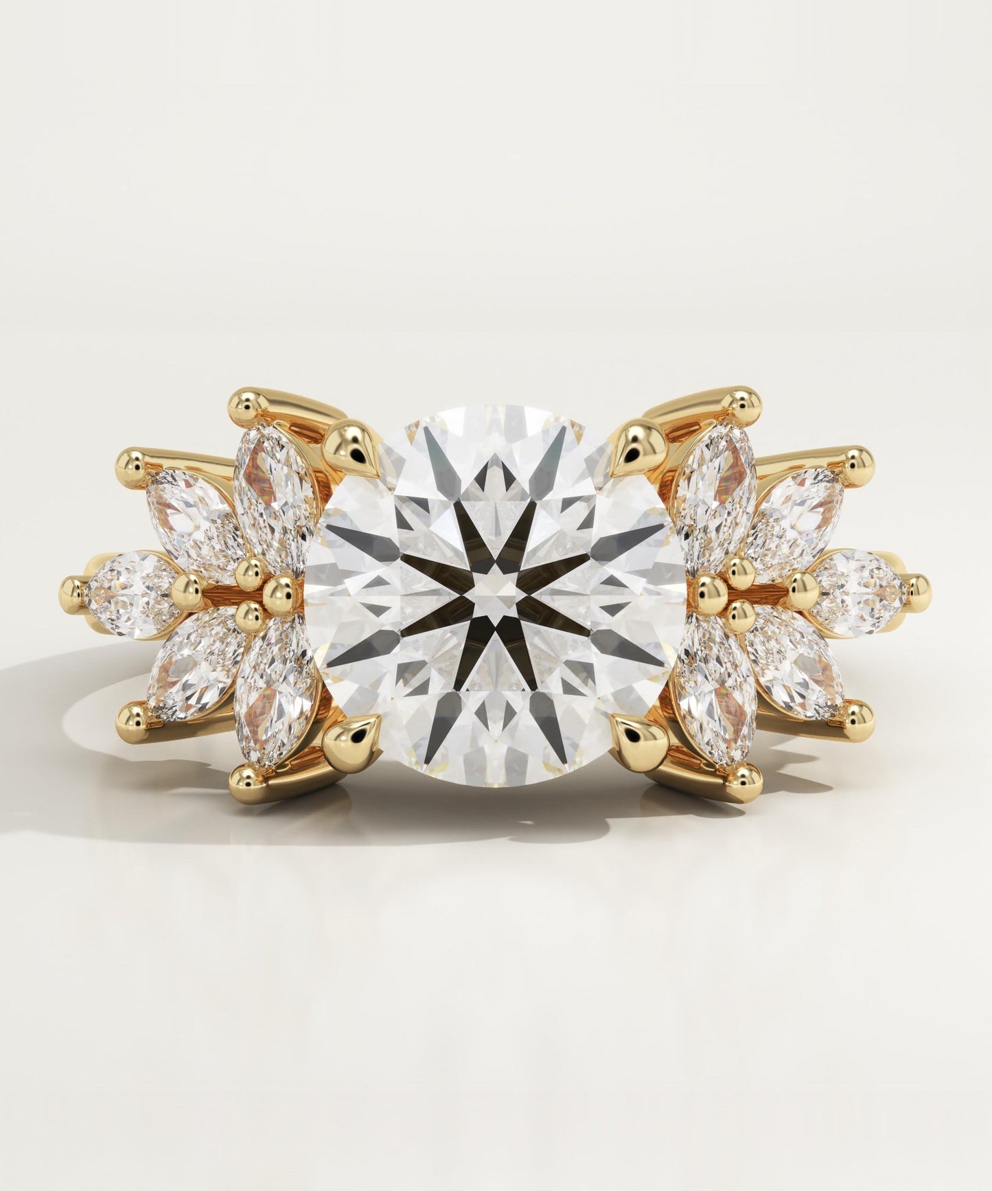 Round Cut Cluster Lab-Grown Diamond Engagement Ring