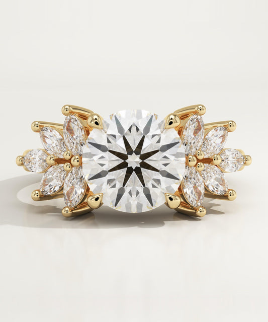 Round Cut Cluster Lab-Grown Diamond Engagement Ring
